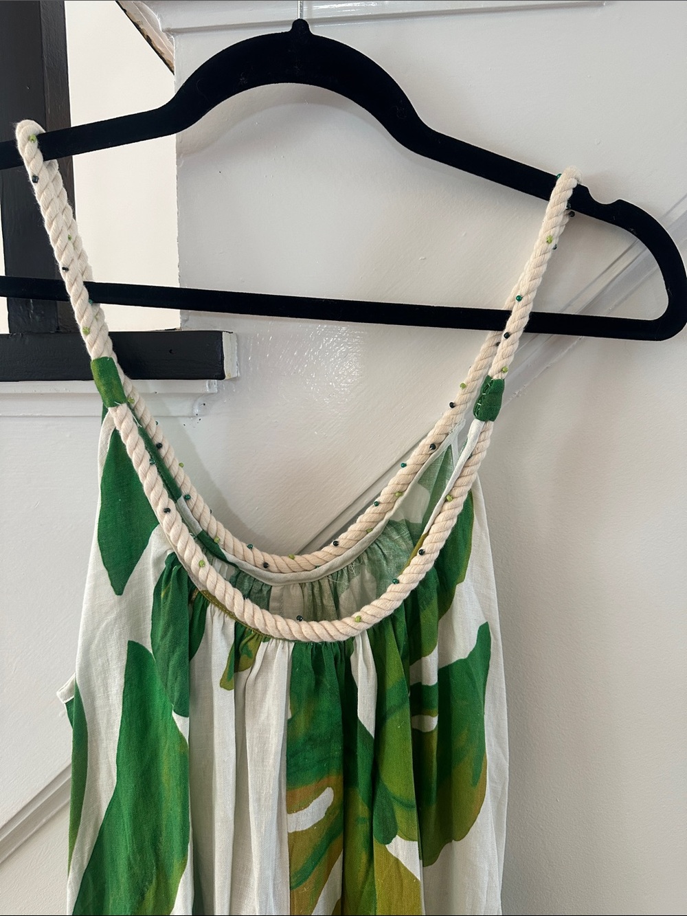 NWOT- FARM Rio White Monstera Maxi Dress with Green Leaf Print - Picture 4 of 4